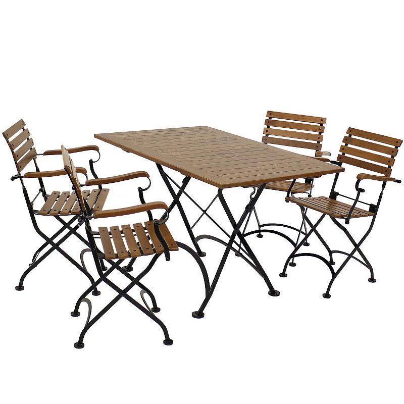 Sunnydaze Essential European Chestnut 5-Piece Folding Patio Dining Set