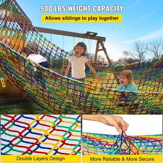 VEVOR Climbing Cargo Net 6.6 x 10.5 ft. Polyester Double Layers Rope Bridge w500 lbs. Weight Capacity Climbing Rope for Kid SCPPWC6.5X9.89T71V0