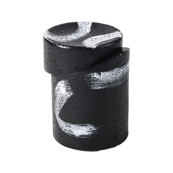 COSIEST Cylinder Shaped MgO Concrete Black Outdoor Side Table