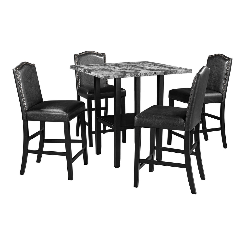 5 Piece Dining Set with Matching Chairs and Bottom Shelf