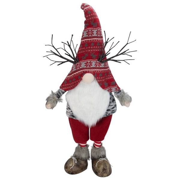 30 Red Nordic Hat Standing Santa Christmas Gnome with LED Antler