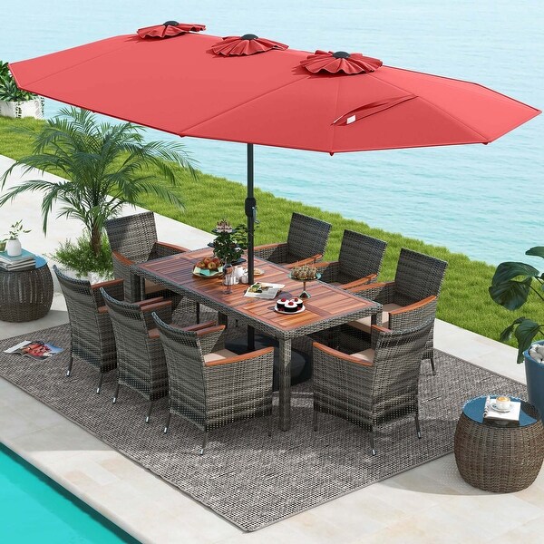 Costway 10 Pieces Patio Wicker Dining Set with DoubleSided Patio