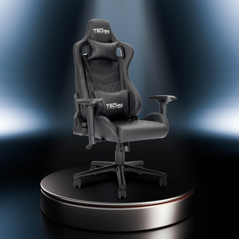 Ergonomic High Back Racer Style PC Gaming Chair  Adjustable Soft Lumbar and Neck Pillows included