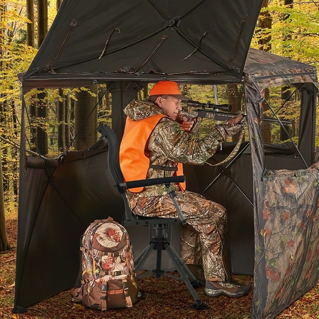 Costway 360 Degree Silent Swivel Hunting Chair W All terrain Feet Pads Support 400 Lbs