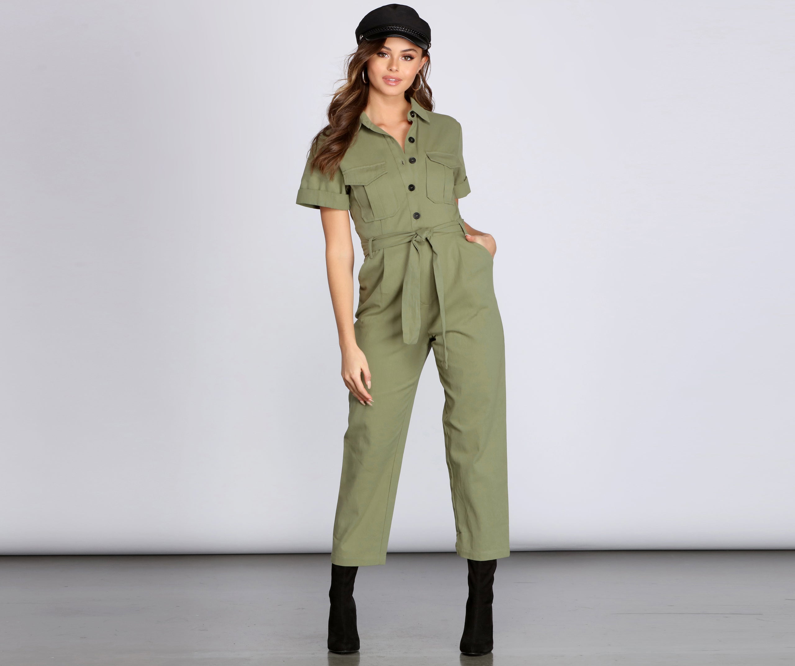 Suit Up Tie Waist Jumpsuit