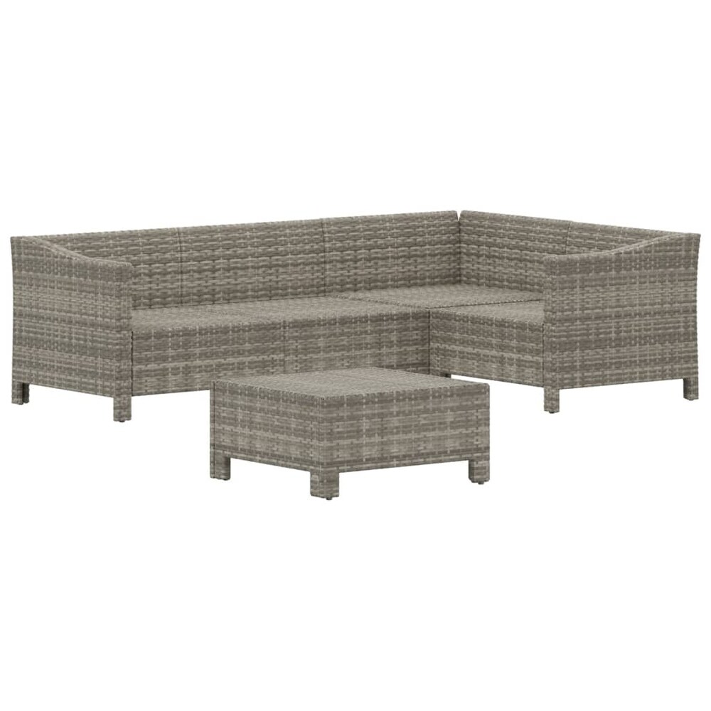 vidaXL 4 Piece Patio Lounge Set with Cushions Gray Poly Rattan