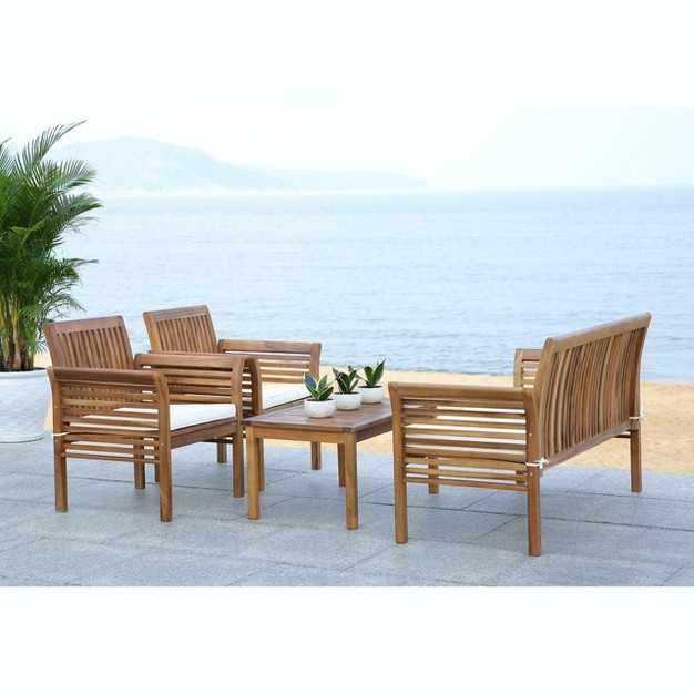 Carson 4 Piece Patio Outdoor Conversation Set Safavieh