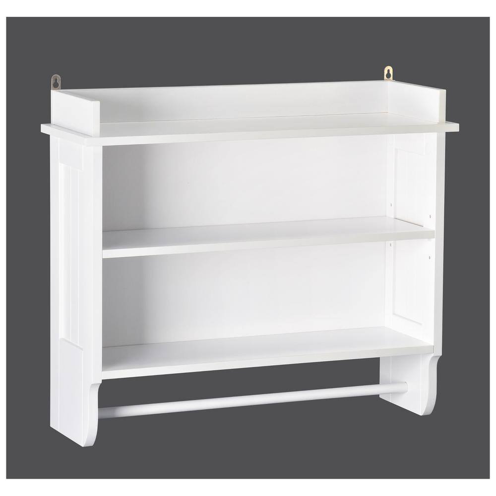 REDMON Since 1883 Contemporary Country 23.5 in. W Wall Shelf with Towel Bar in White 5225WH