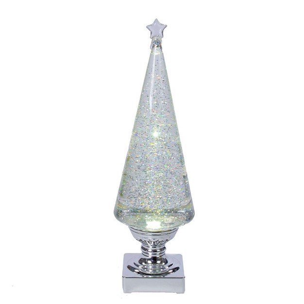 Kurt Adler 14 inch Battery operated Clear And Silver Lava Light Tree