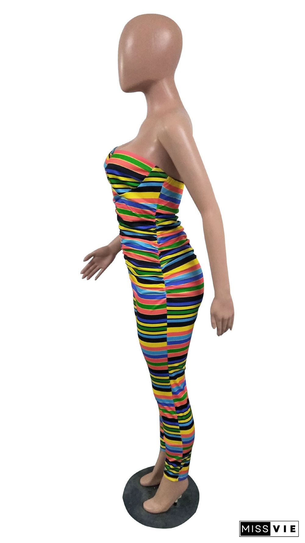 Urban Women's Multi-Color Striped Strapless Jumpsuit