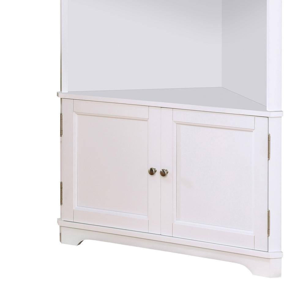 Furniture of America Parkyr 50 in. White Wood 2-Shelf Accent Corner Bookcase IDF-AC807WH