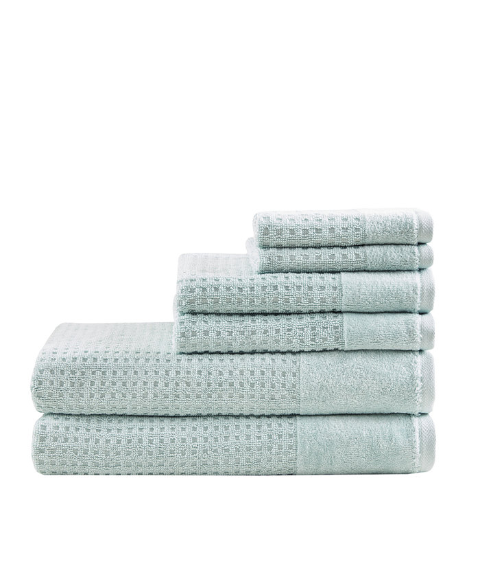 Madison Park Spa Waffle Jacquard 600 GSM Combed Cotton 6-Pc. Towel Set