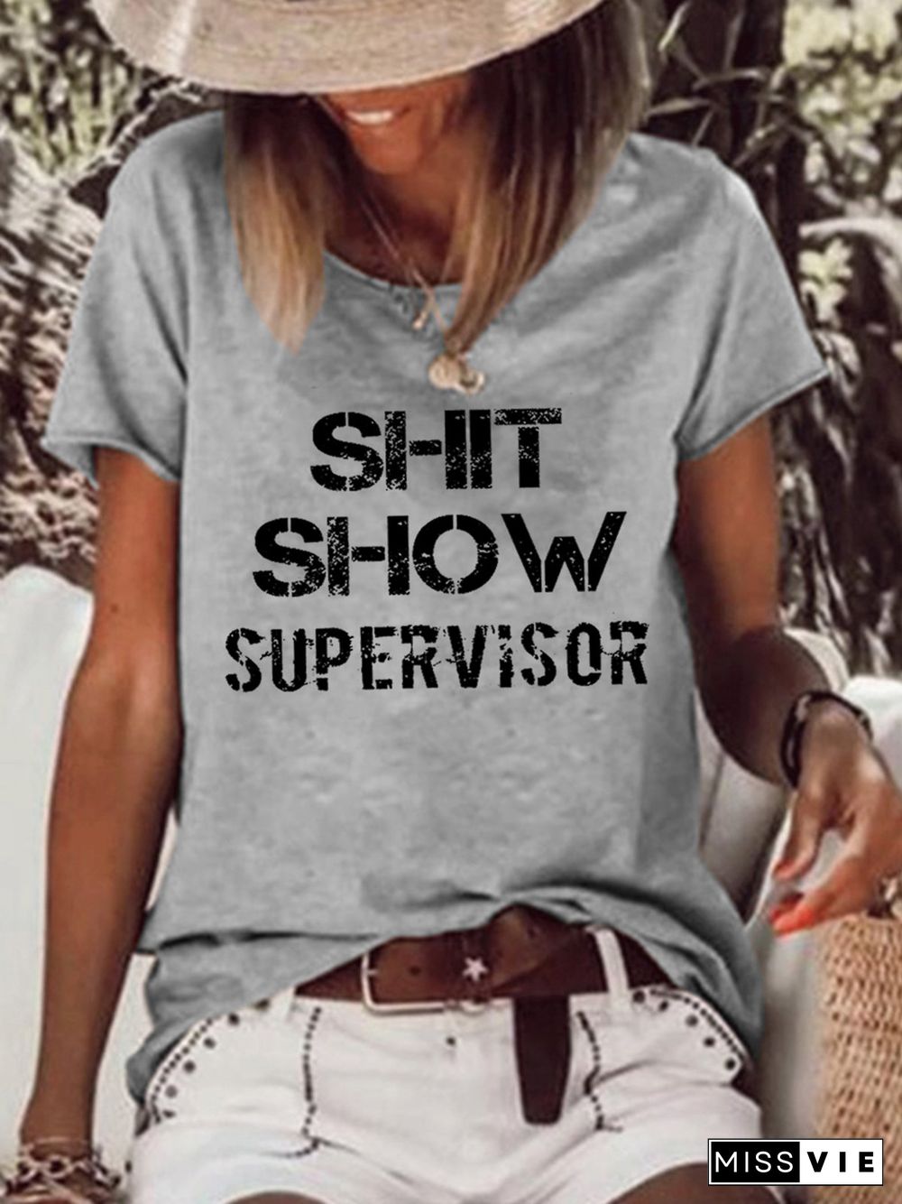 shitshow Letter Crew Neck Loosen T-shirt