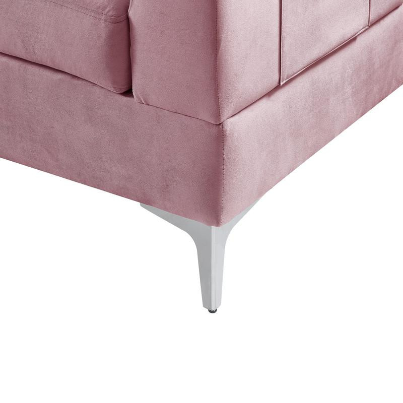 Chloe Pink Velvet Sectional Sofa Chaise With Usb Charging Port   Midcentury   Sectional Sofas   by BisonOffice  Houzz