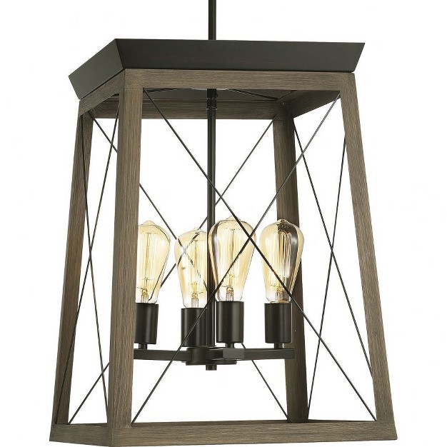 Progress Lighting Briarwood 4 light Foyer Pendant Antique Bronze Finish Vintage style Bulbs Steel Material