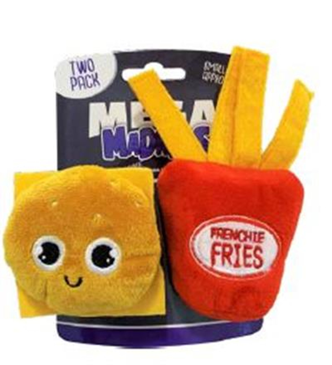 Mega Madness Burger and Fries Small Dog Toys， 2 Pk.