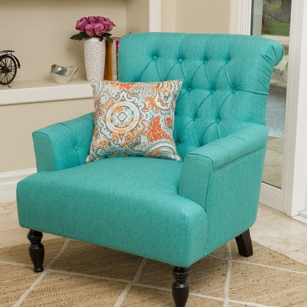 Bernstein Tufted Club Armchair w/ Rolled Backrest by Christopher Knight Home