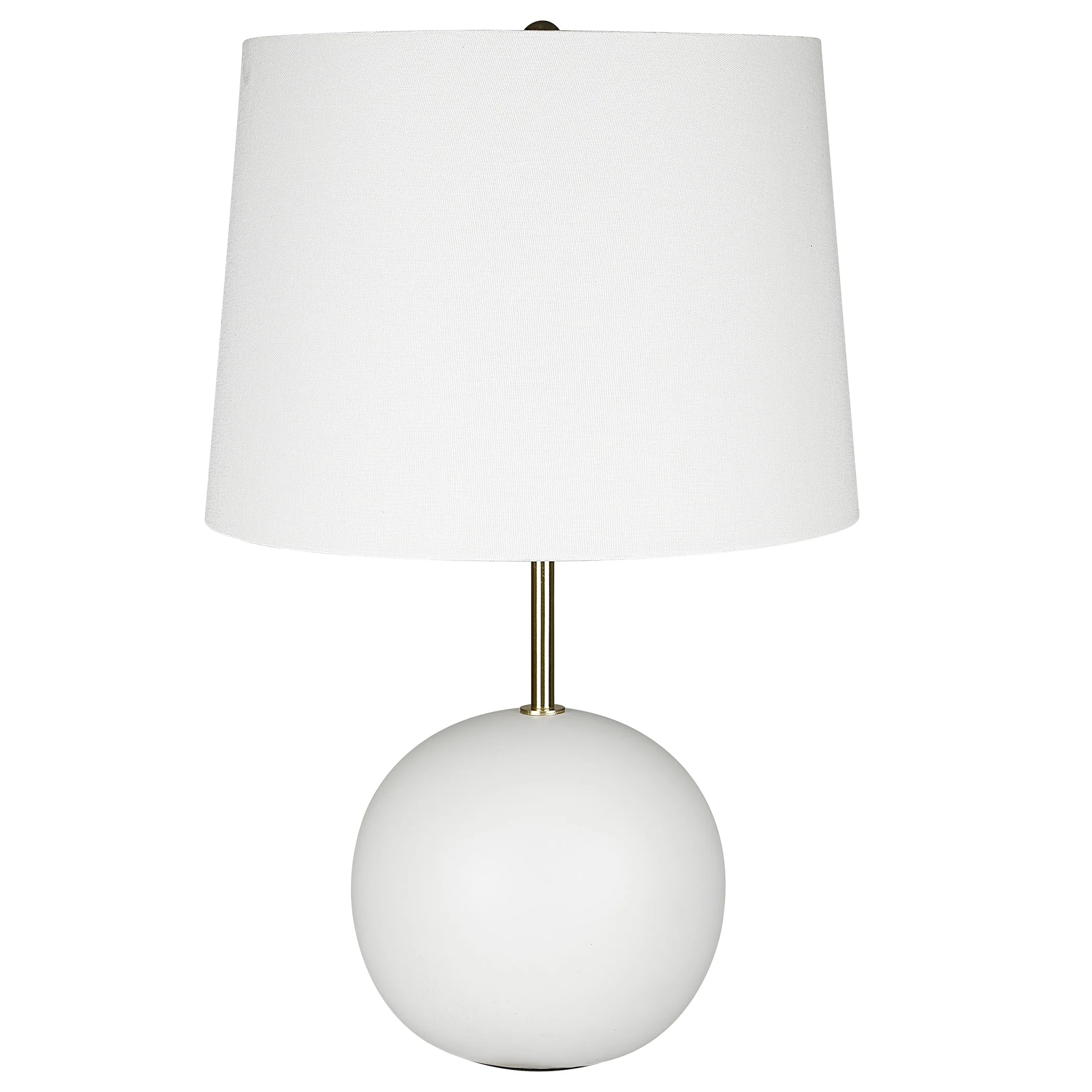 22 Inch Ceramic Table Lamp， Sphere Base， White， Gold