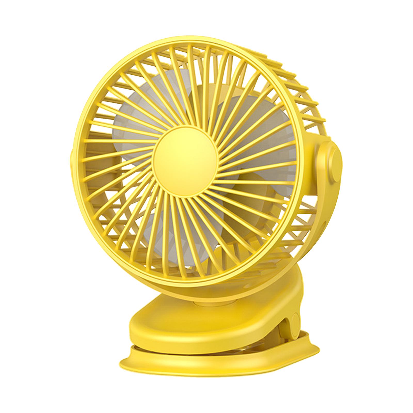 Yellow 3 In 1 Clip On Fan Hanging Fan Desk Fan 360adjustable 4000mah Rechargeable Battery Personal Fan 3 Speeds Multifunction Portable Cooling Fan For