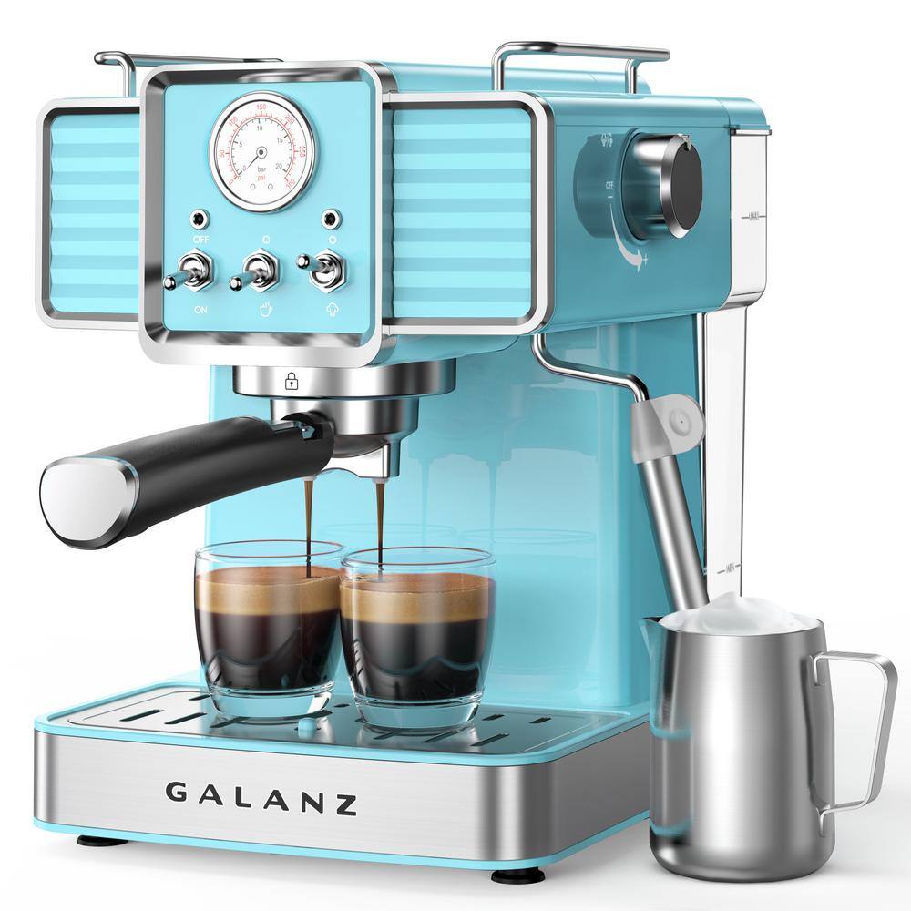 Galanz 2- Cup Blue Espresso Machine with Retro Design GLEC02BERE14