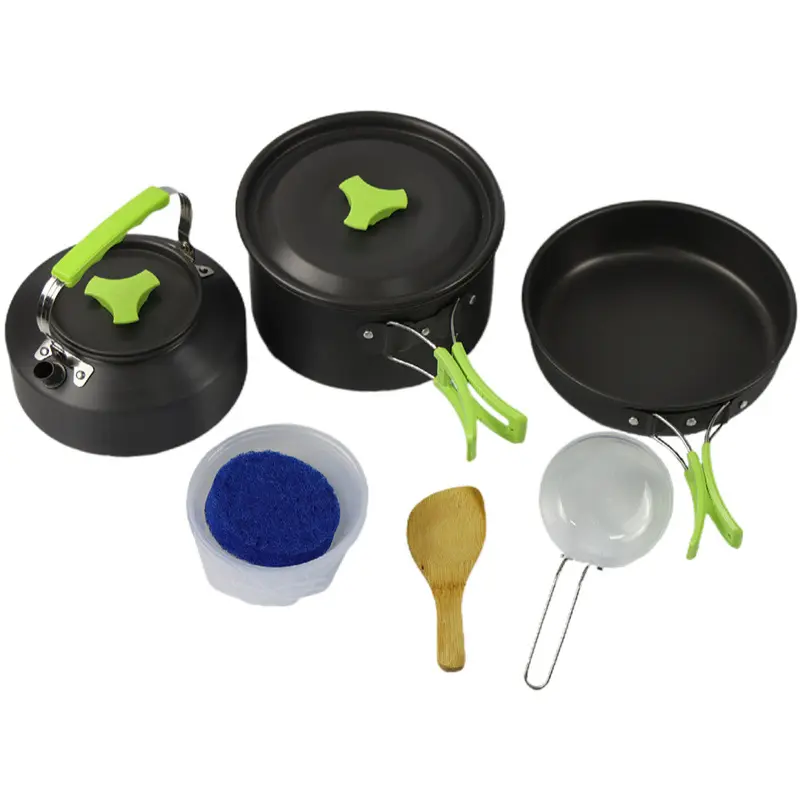 Camping Cookware Set  Camping Cooking Set  Portable Mess Kit Backpacking Gear with Non Stick Camping Pot Pans