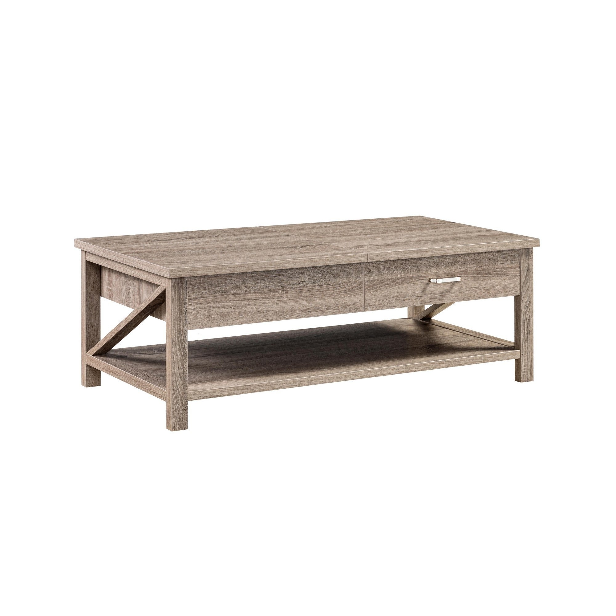 47 Inch Modern Coffee Table， Half Lift Top， Hidden Storage， Taupe Finish