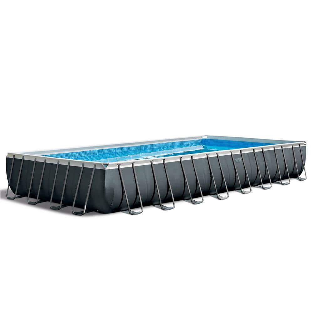 Intex 24 ft. x 12 ft. x 52 in. Rectangle Ultra XTR Frame Swimming Pool with Robot Vacuum 26367EH + 28005E