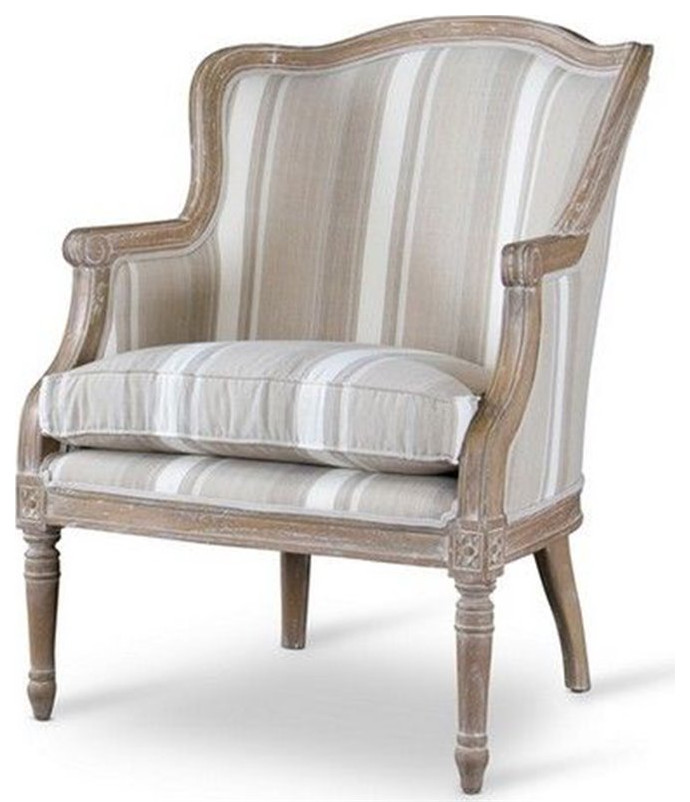 Baxton Studio Charlemagne Accent Chair in Brown and Beige   French Country   Armchairs And Accent Chairs   by Homesquare  Houzz