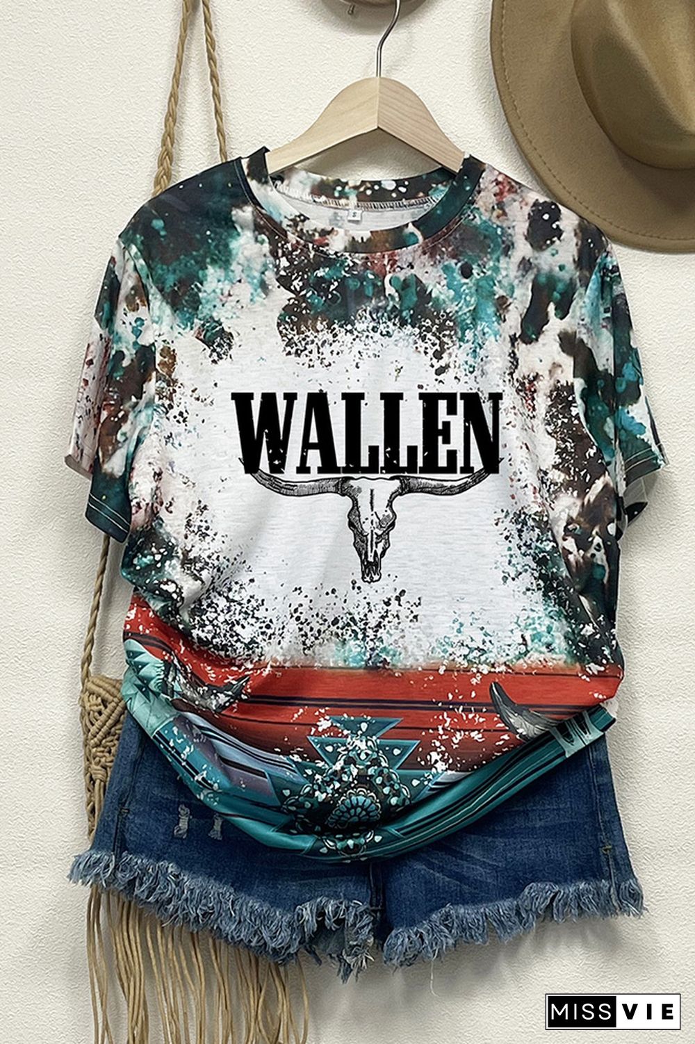 Wallen Bull Skull Bleached Graphic Tee