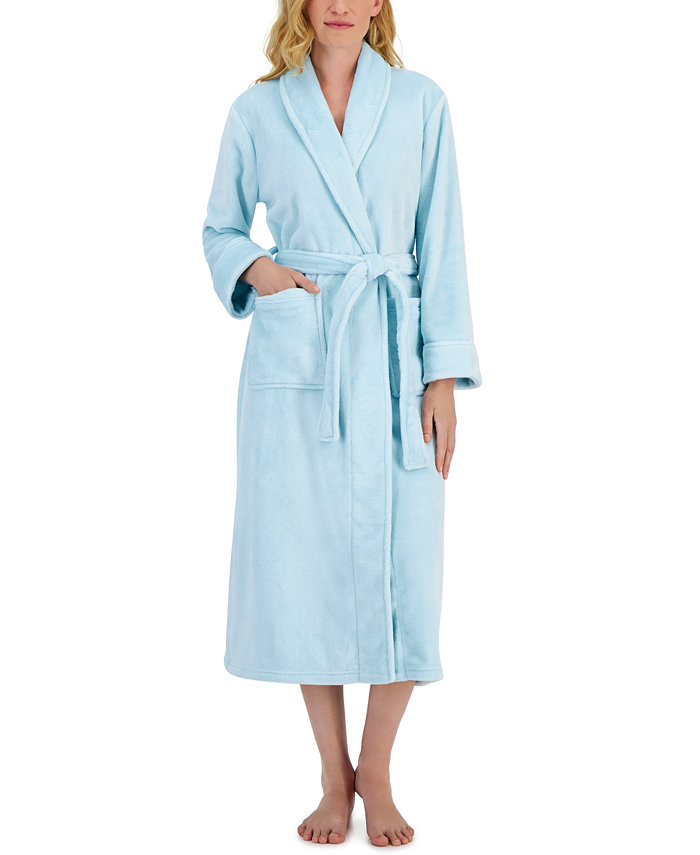 Charter Club Women's Long Solid Shine Plush Knit Robe