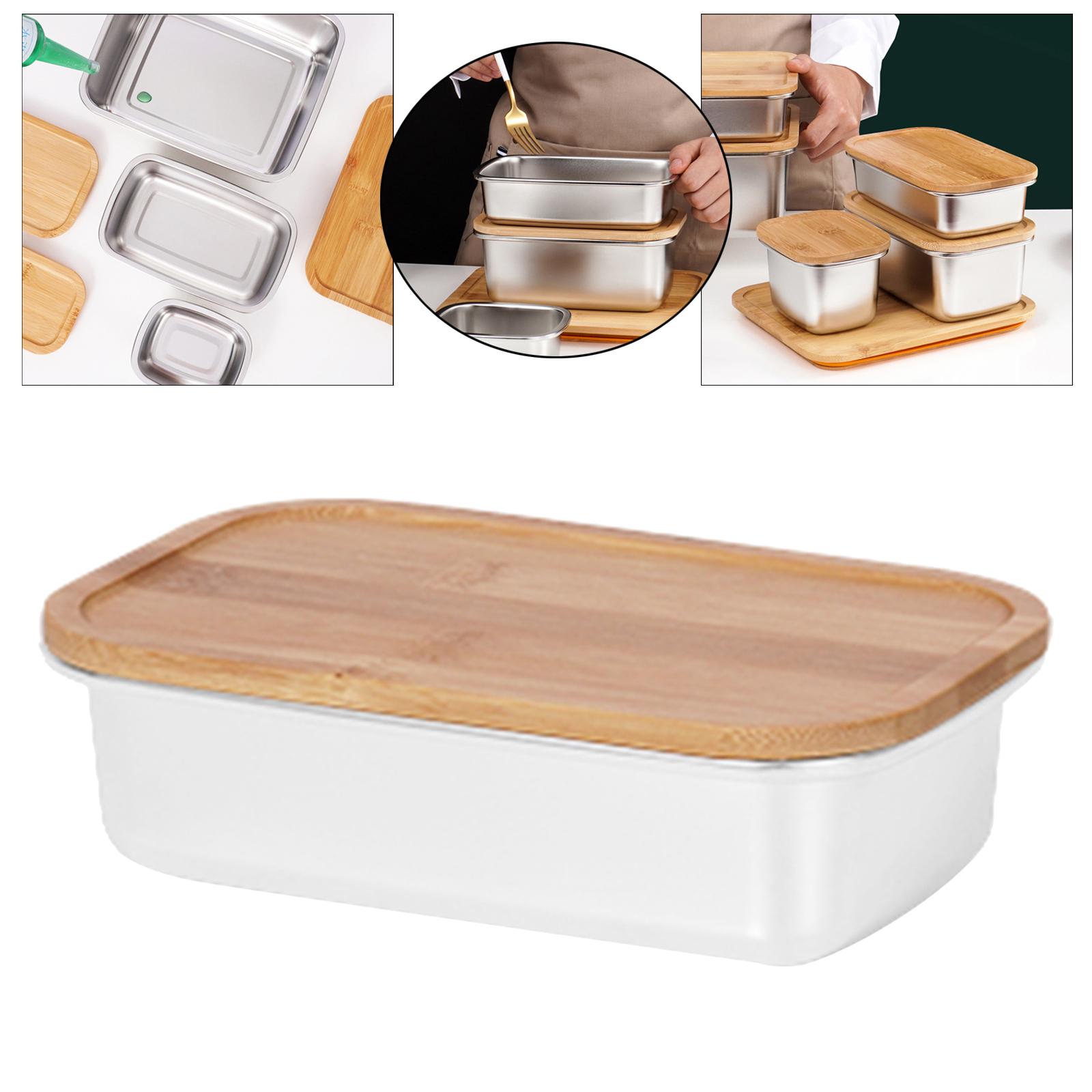 Butter Dish with Lid Extra Large Keeper with Bamboo Lid Cover for Microwave Butter Storage Container for Countertop Refrigerator - 600ml