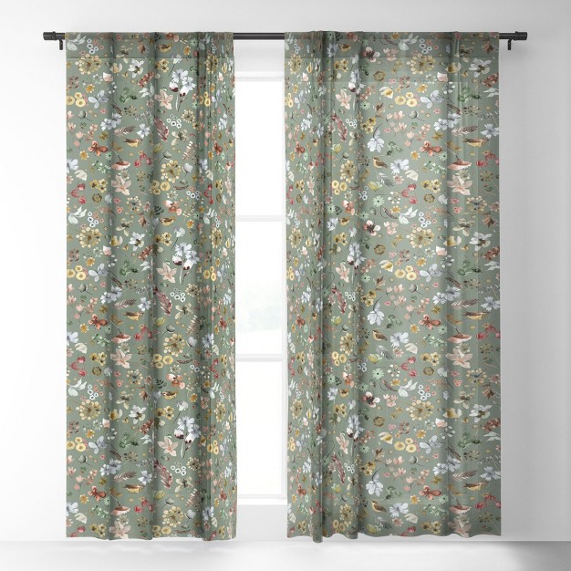 Ninola Design Wild Nature Countryside Green Single Panel Sheer Window Curtain Deny Designs