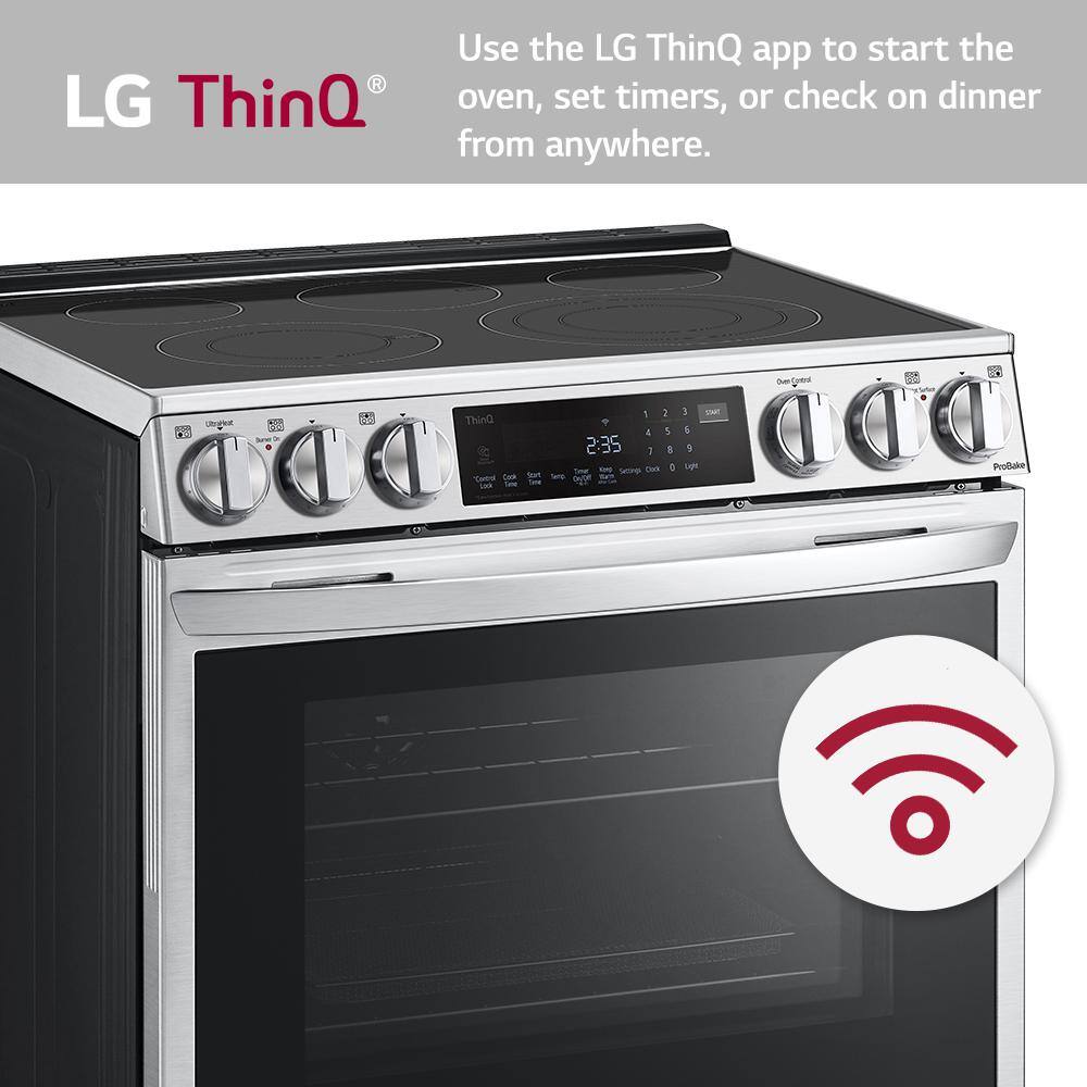 LG 6.3 cu. ft. Slide-in Electric Range with EasyClean Instaview and Air Fry in Printproof Stainless Steel LSEL6335F