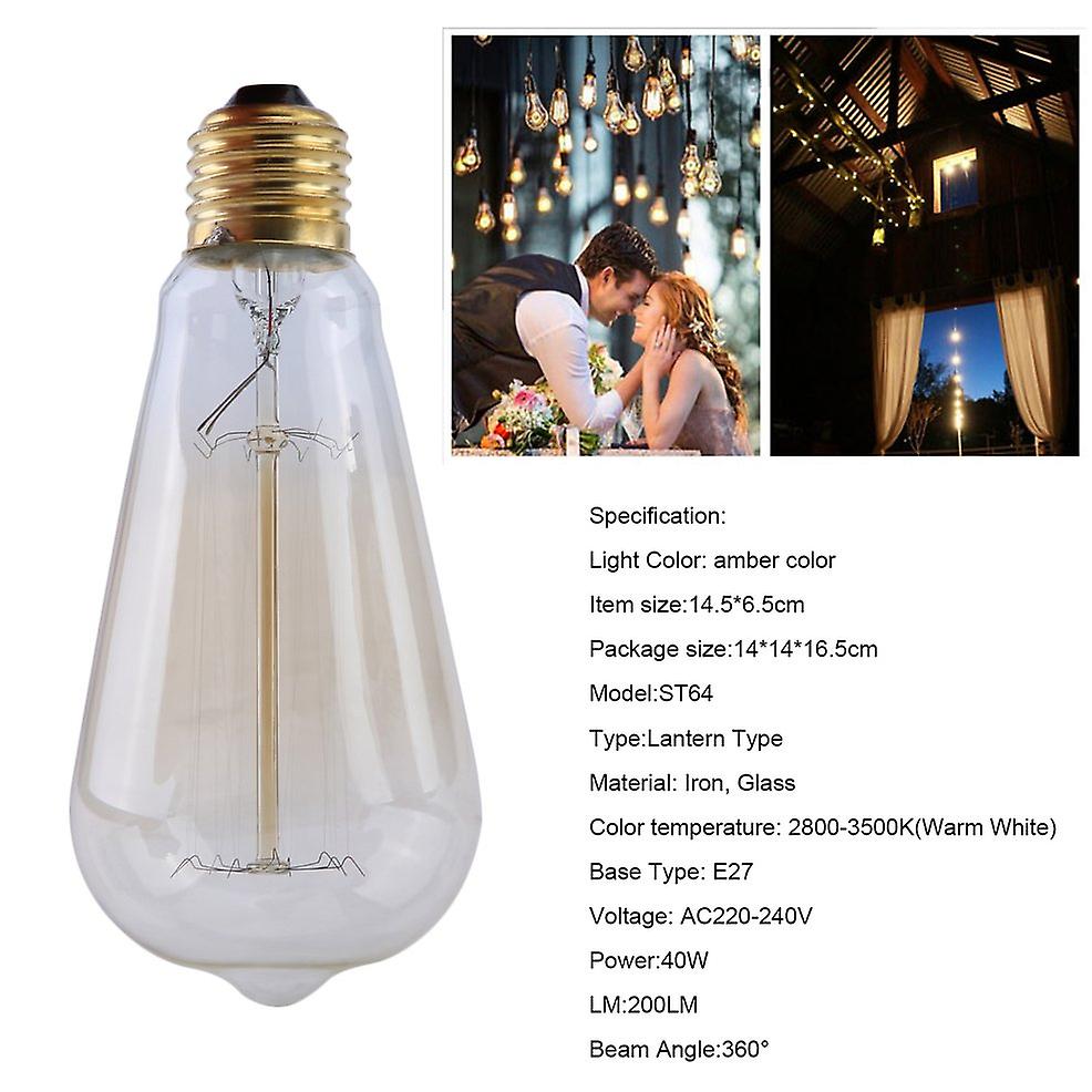 8pcs St64 Lantern Type E27 40w Antique Light Bulb Ac220-240v 2800-3500k