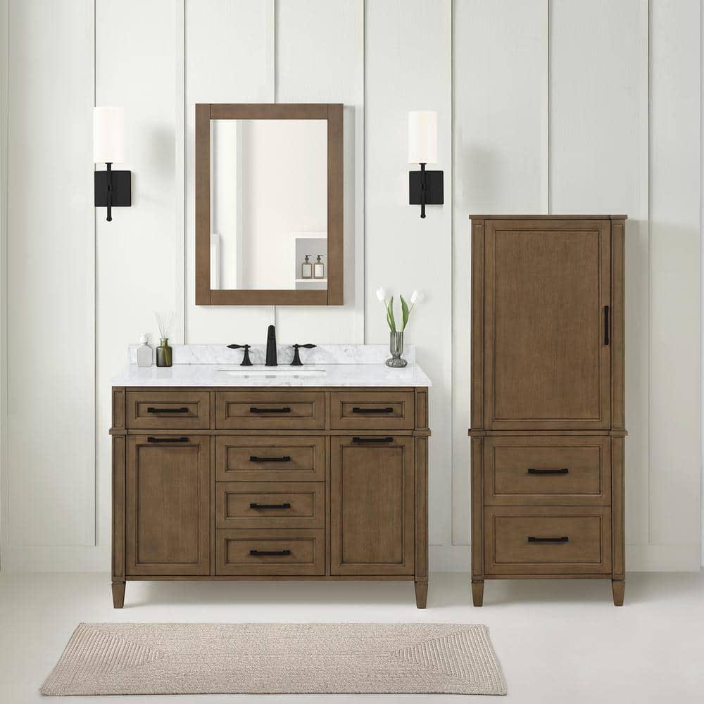 Home Decorators Collection Caville 24 in W x 16 in D x 60 in H Brown Linen Cabinet in Almond Latte