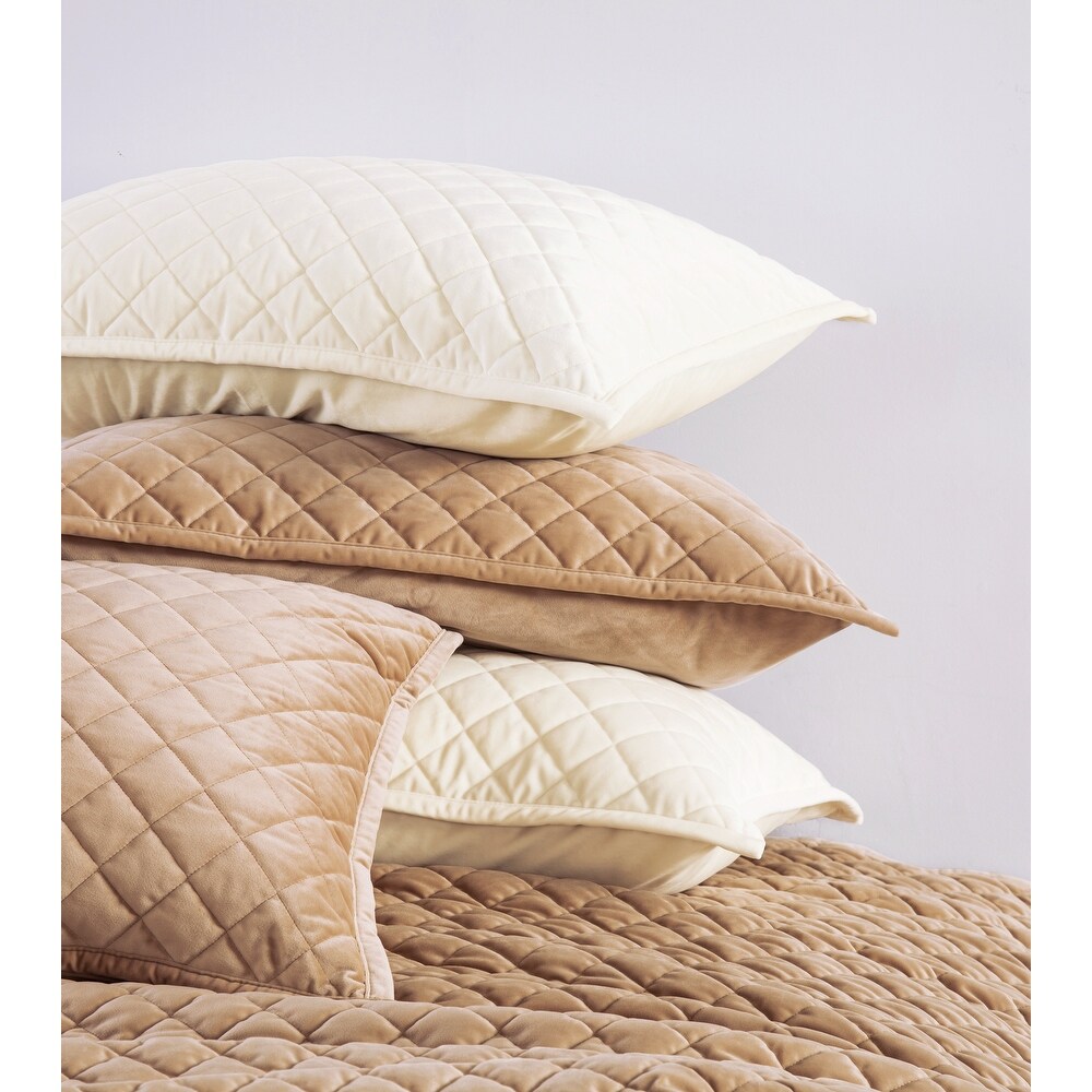 HiEnd Accents Velvet Diamond Quilted Pillow Sham Set  2PC