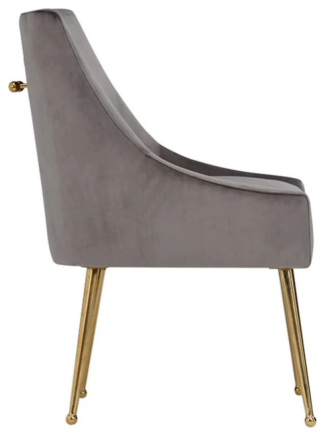 Leighton Modern Gray Velvet and Gold Dining Chair  Set of 2   Contemporary   Dining Chairs   by Virgil Stanis Design  Houzz