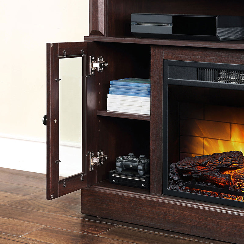 Whalen Barston Media Fireplace Console for TV's up to 55' , Cherry Brown