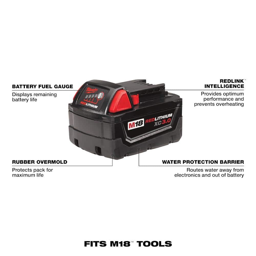 Milwaukee M18 18-Volt Lithium-Ion XC Extended Capacity Battery Pack 3.0Ah (2-Pack) 48-11-1822