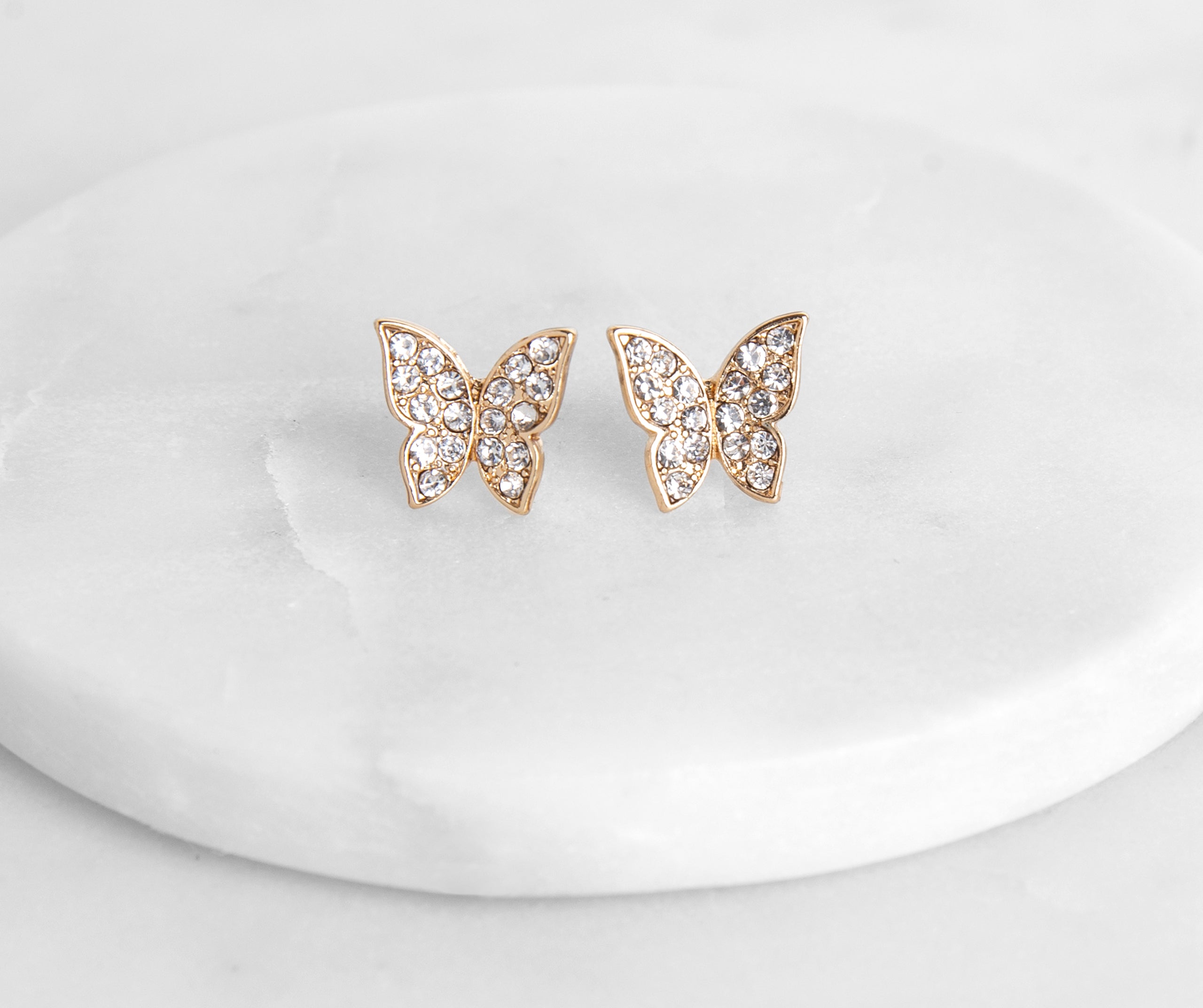 Rhinestone Butterfly Stud Earrings