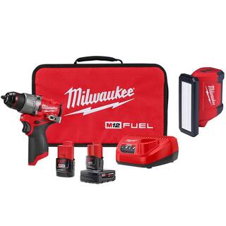 MW M12 FUEL 12V Lithium-Ion Brushless Cordless 12 in. Drill Driver Kit wM12 ROVER Service Light 3403-22-2367-20