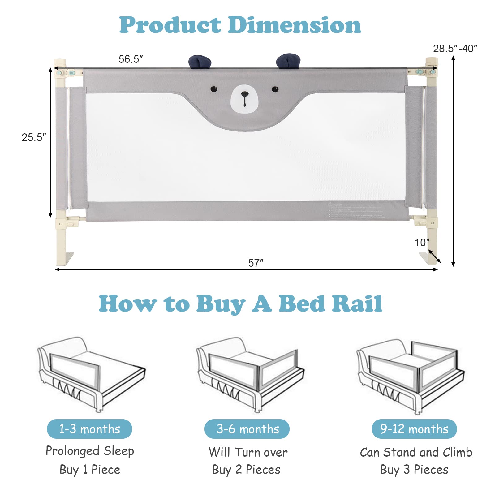 BABY JOY Bed Rail for Toddlers, 57