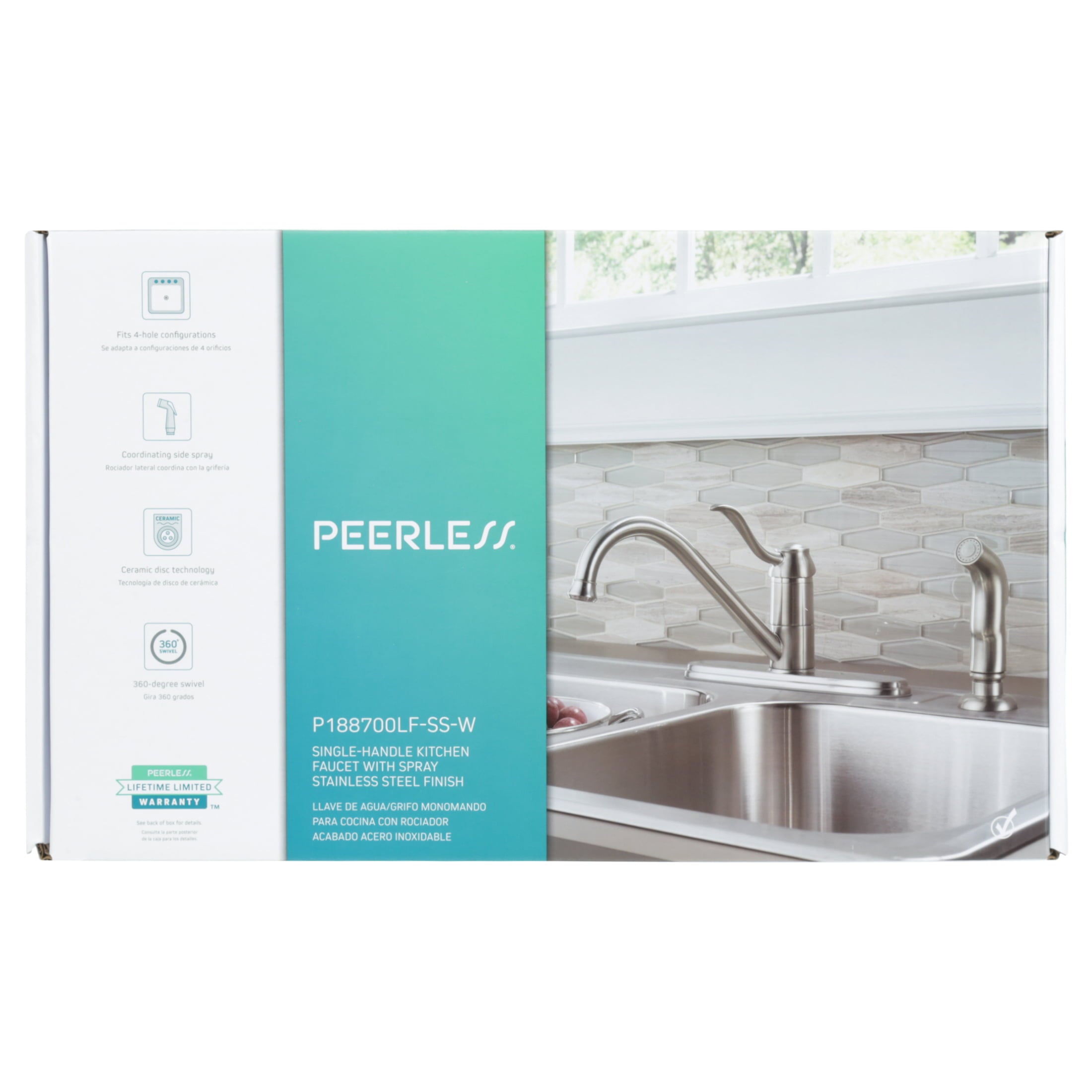 Peerless Choice Single Handle Kitchen Faucet with Side Sprayer in Stainless