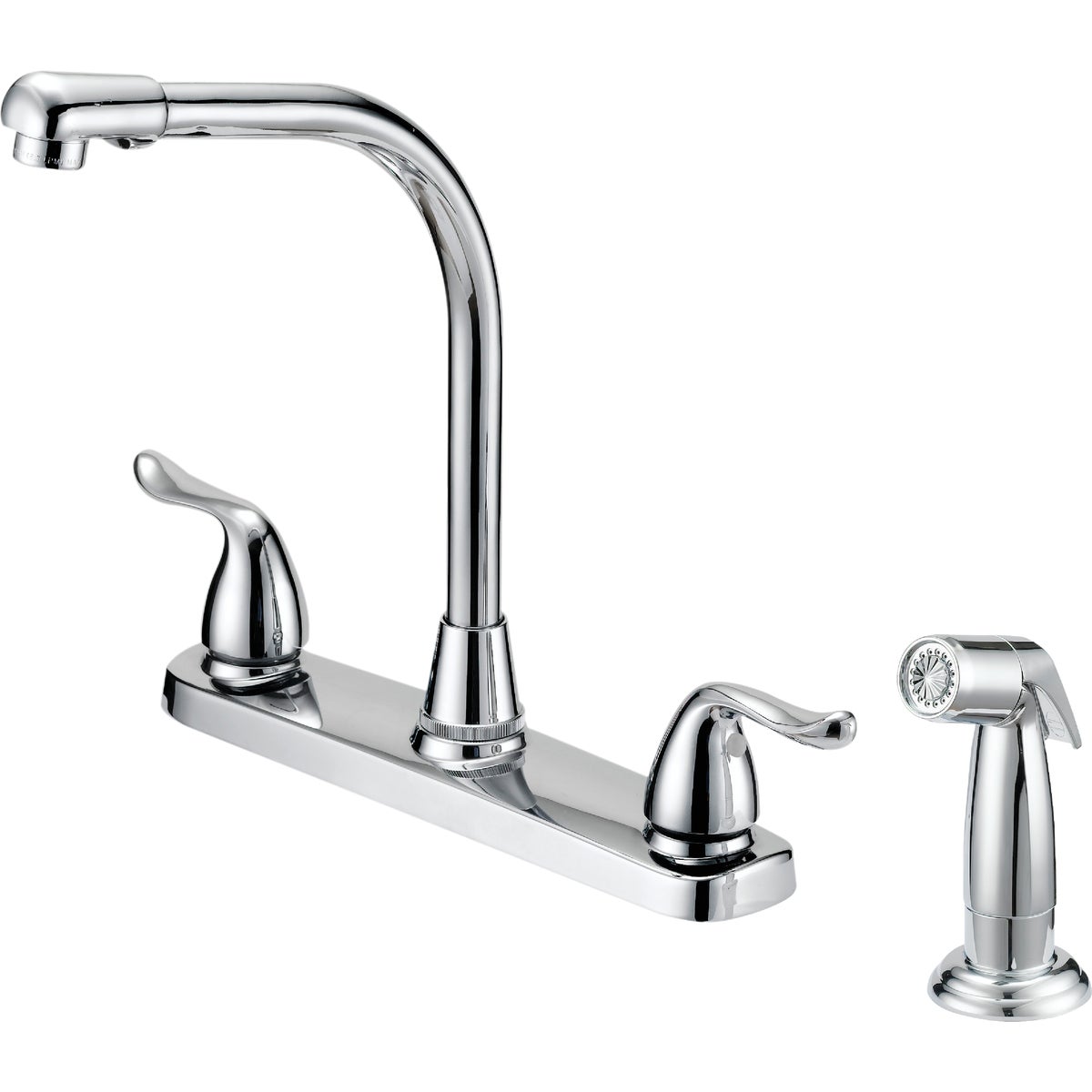 Home Impressions Dual Handle Metal Handle Kitchen Faucet with Side Spray， Chrome Pack of 6