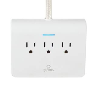 Globe Electric Designer 6 ft. 4 USB 3-Outlet Surge Protector Desktop Power Strip with Fabric Cord White 78428