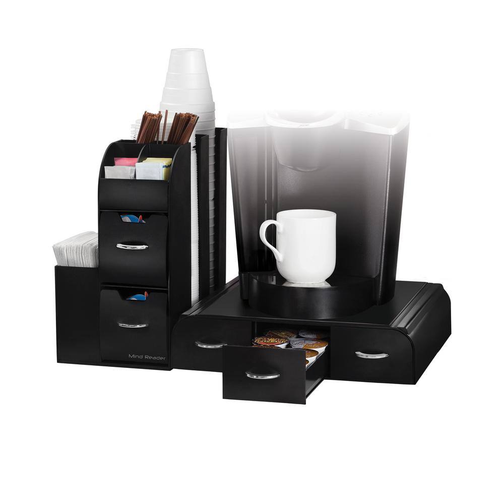 Mind Reader Combine 52-Capactiy 5-Drawer Black Coffee Pod Storage and Condiment Organizer CMB01-BLK