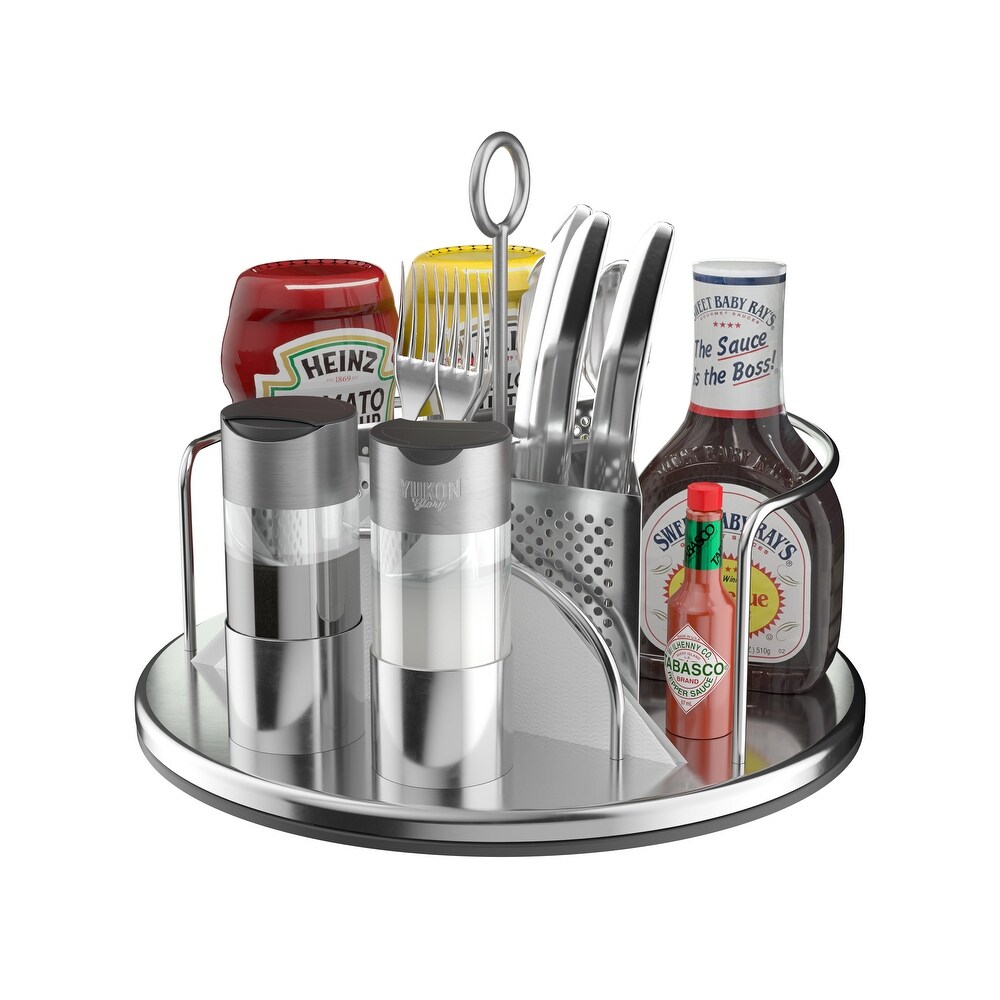 Yukon Glory Lazy Susan Caddy for Utensils Condiments Napkins Salt and Pepper Ideal for Picnics   N/A