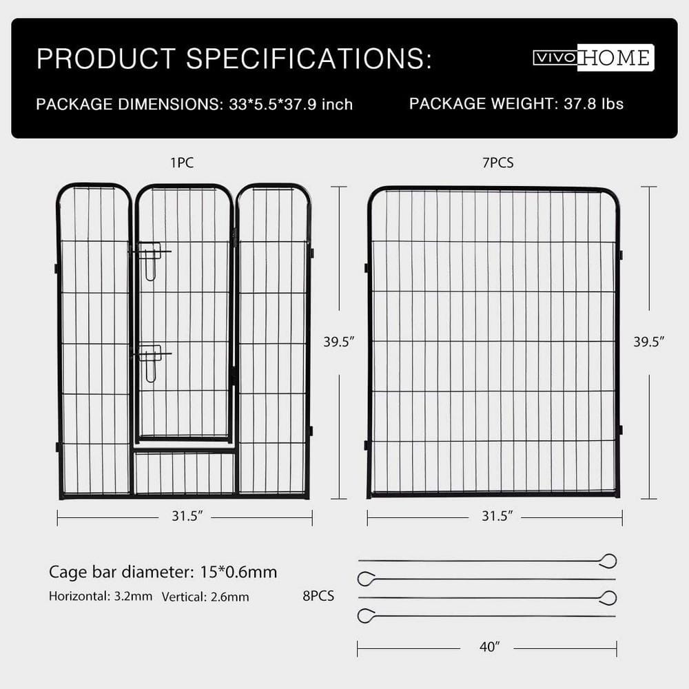 VIVOHOME Metal Foldable Wireless Pet Fence Playpen for Dogs (8-Pieces) X0029NDHBV