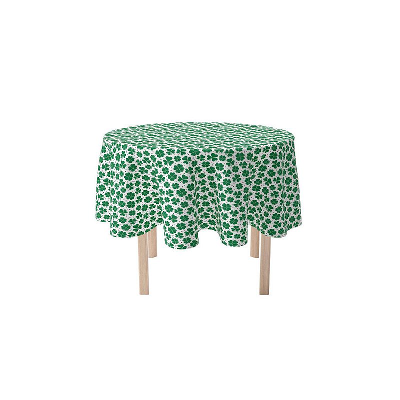 Round Tablecloth， 100% Polyester， 90 Round， St. Patrick's Day Shamrock Decoration