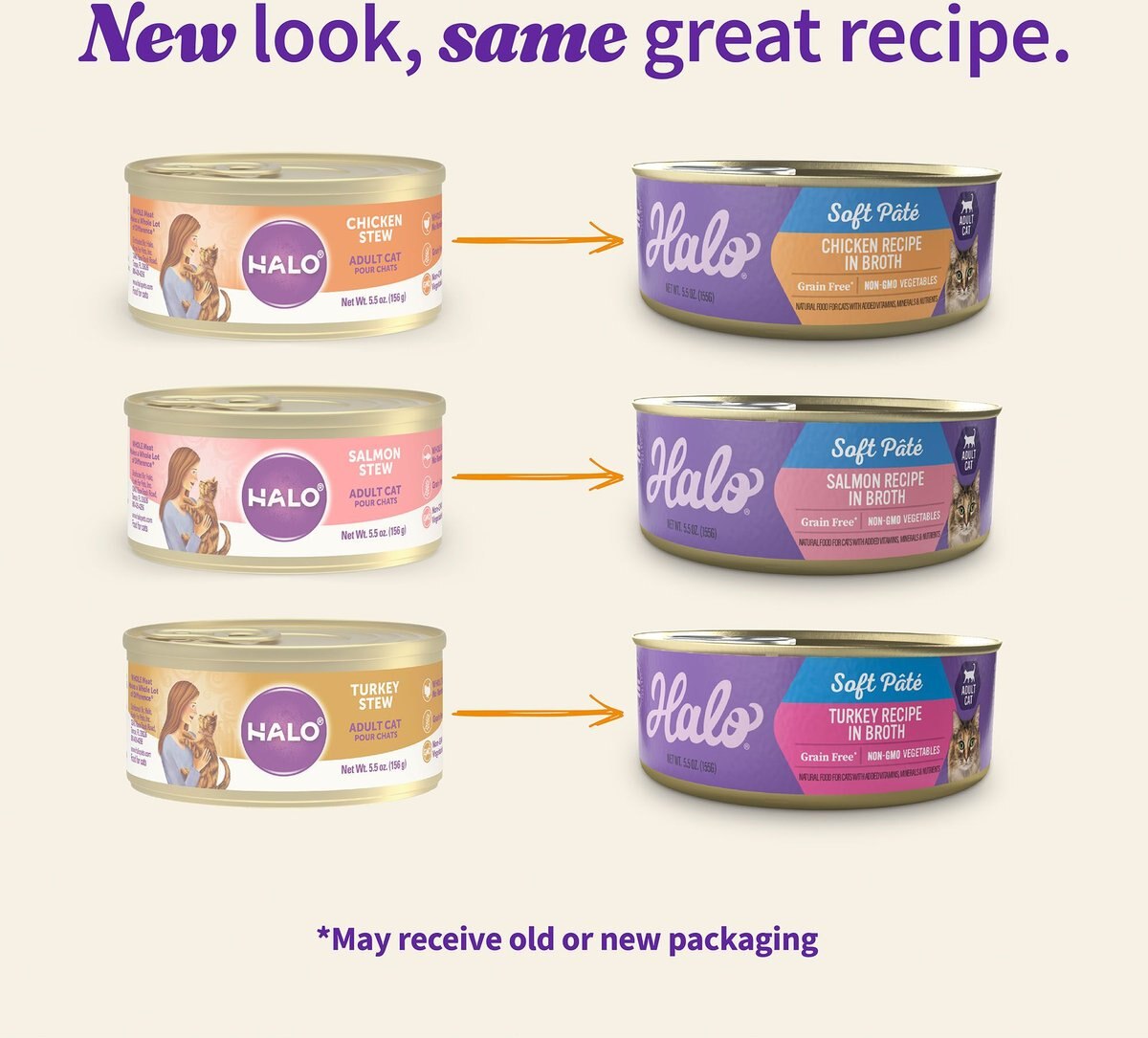 Halo Chicken， Salmon， Turkey Variety Pack Adult Grain-Free Pate Wet Cat Food